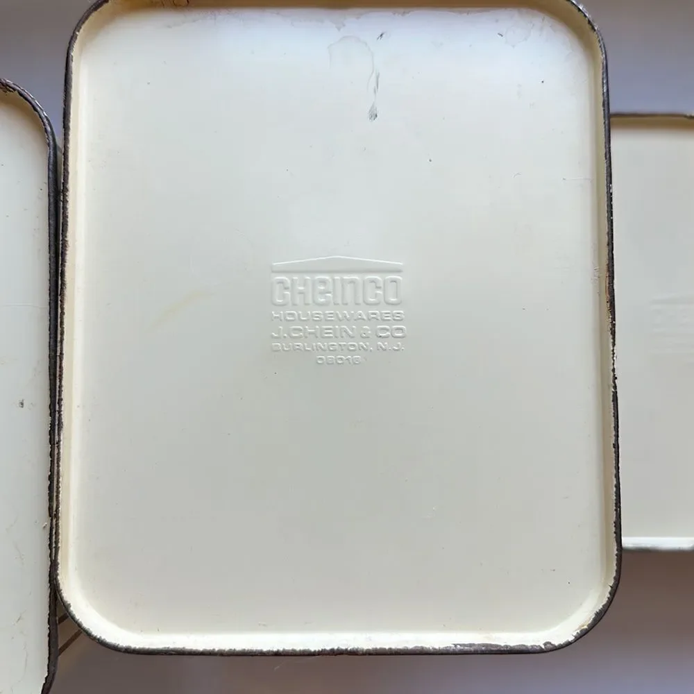 Vintage mid century‎ Cheinco Housewares 1776 off white metal canister set